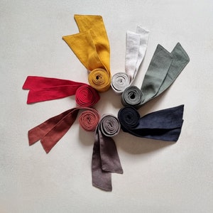 Linen dress belt, long belt, narrow belt, linen accessory, belt for dress, women belt, waist belt, linen fabric belt, handmade belt, ribbon