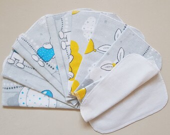 Soft cloth baby wipes, 2ply cotton flannel washcloths, baby burp cloths, washable paper towels, paperless cloth wipes, sustainable baby care