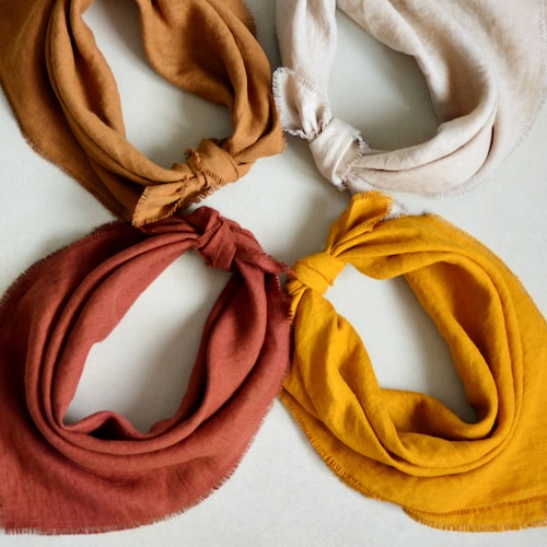 Soft Linen Bandana Square Scarf Mens Womens Linen Bandana Etsy