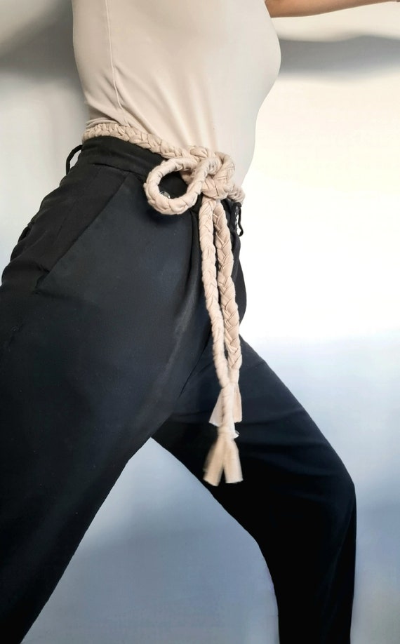 Linen Braided Belt, Braided Strap Belt, Linen Belt, Narrow  display picture 2