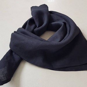 Linen bandana, black linen neckerchief, mens womens bandana, black biker bandana, black linen kerchief, western bandana, black dog bandana