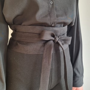 Linen obi belt, long wide belt, obi belt, linen accessory, linen dress belt, wide waist belt, double wrap belt, linen wrap belt, kimono belt