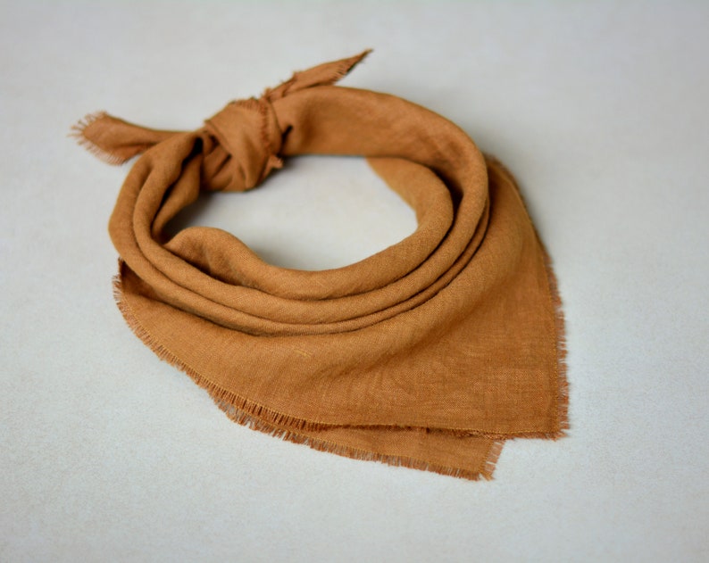 Linen Bandana Men Women Bandana Brown Linen Neckerchief Etsy