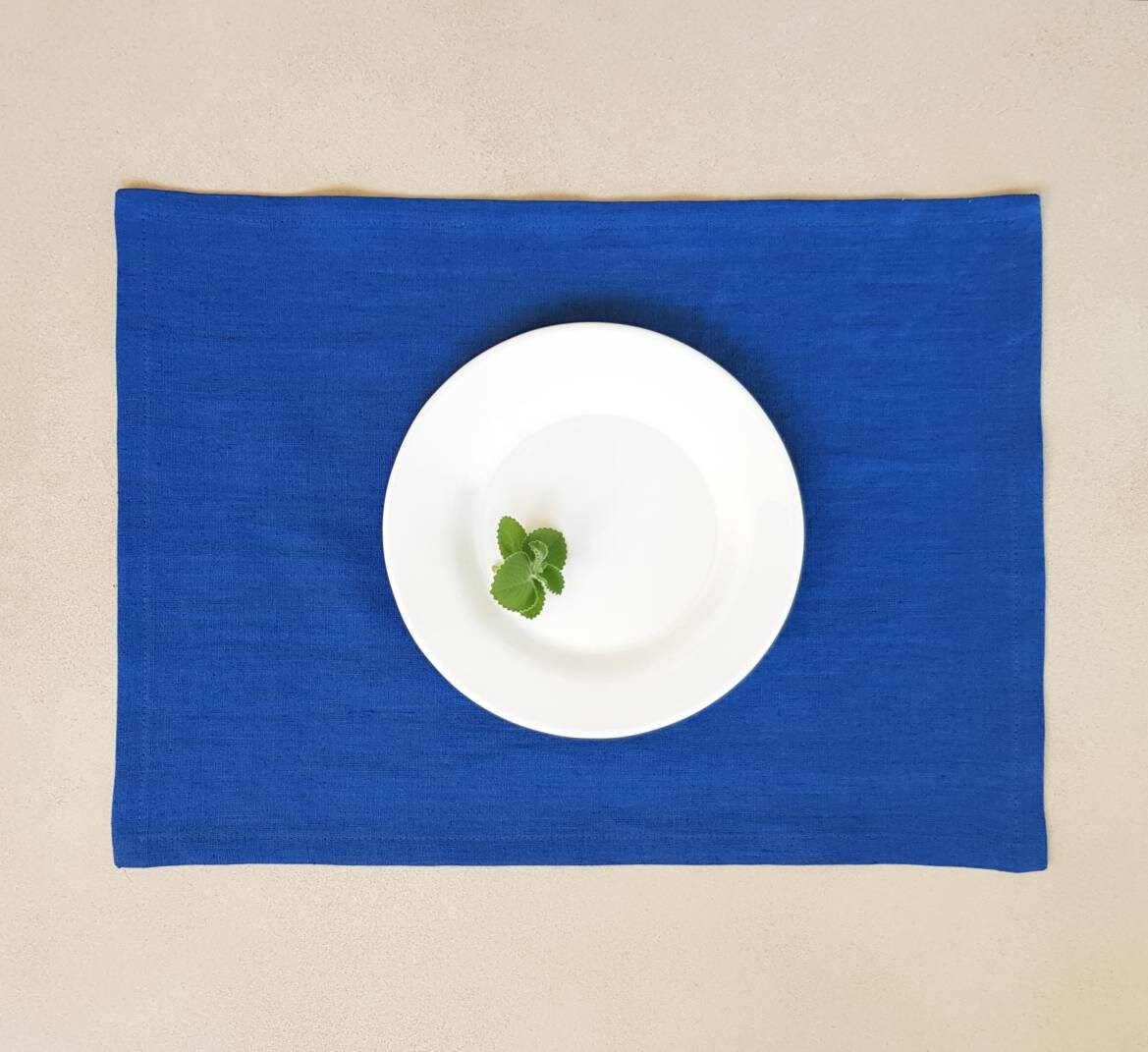 Royal Blue Linen Placemats Set of 2 Natural Linen Placemats Etsy