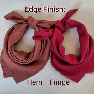 Red linen bandana, square linen scarf, bandana men, women bandana, red linen neckerchief, square linen kerchief, western bandana, wild rag image 6