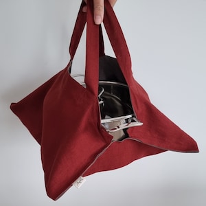 Linen pie bag, casserole tote bag, plate carrier bag, cake carrying bag, linen picnic tote bag, pie carrier bag, picnic basket, pan tote bag