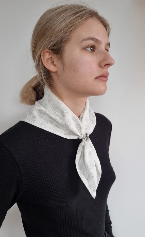 White Linen Bandana, Summer Neck Scarf, Western Cowboy