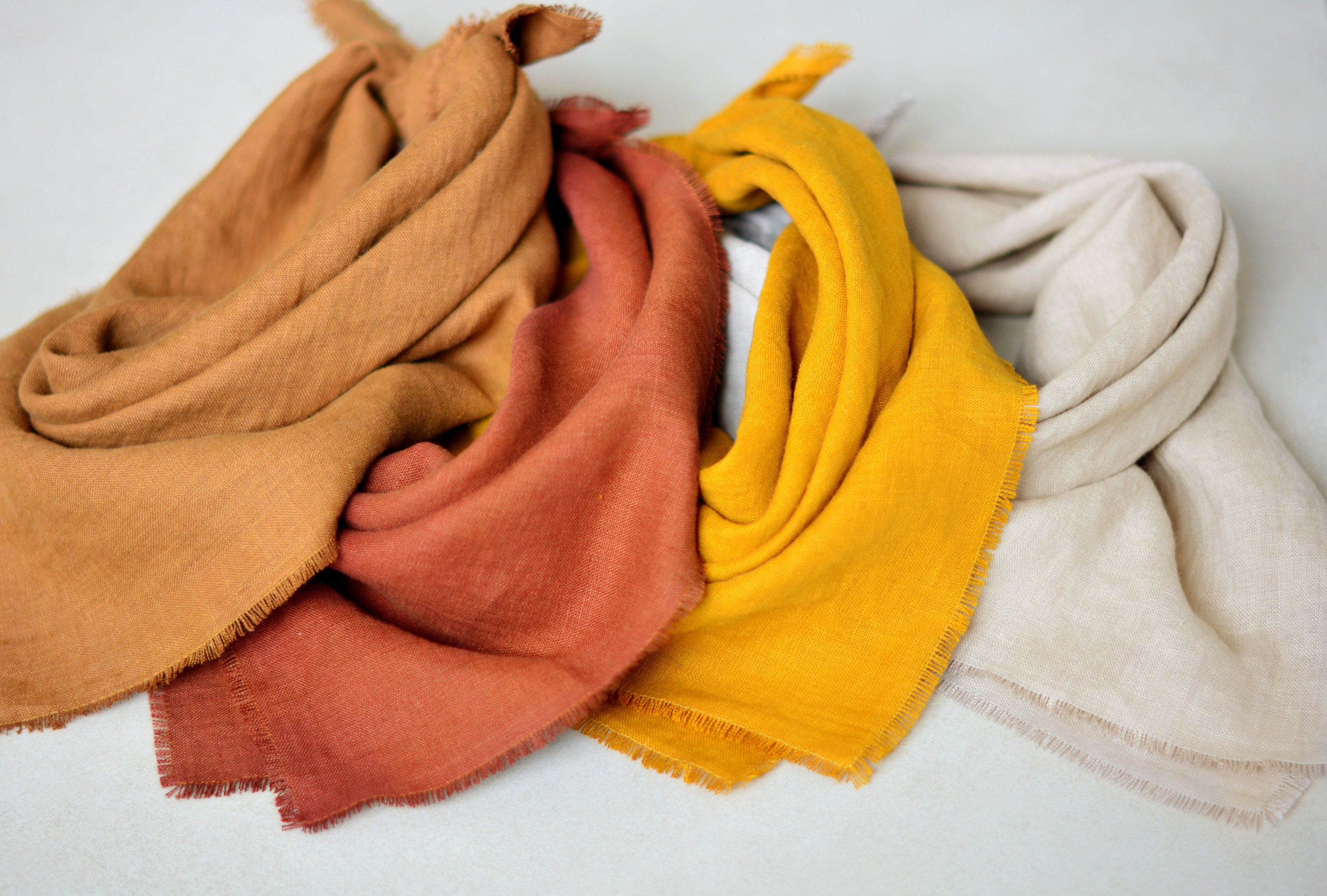 Linen Bandana Men Women Bandana Brown Linen Neckerchief Etsy UK