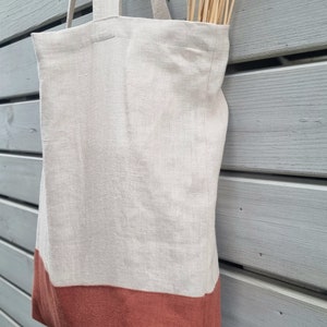 Linen tote bag, double bottom tote bag, large linen bag, reuse shopping bag, grocery bag, shopper tote bag, market bag, linen beach bag image 9