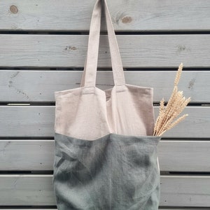 Blue-grey linen tweed tote bag (2 sizes)