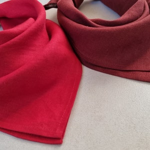 Red linen bandana, square linen scarf, bandana men, women bandana, red linen neckerchief, square linen kerchief, western bandana, wild rag image 7