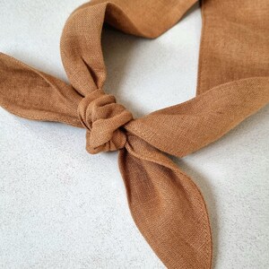 Linen tie, neck scarf, linen neckband, linen headband, linen skinny scarf, hair scarf, skinny neck ribbon, linen wrist scarf, linen yoga tie image 9