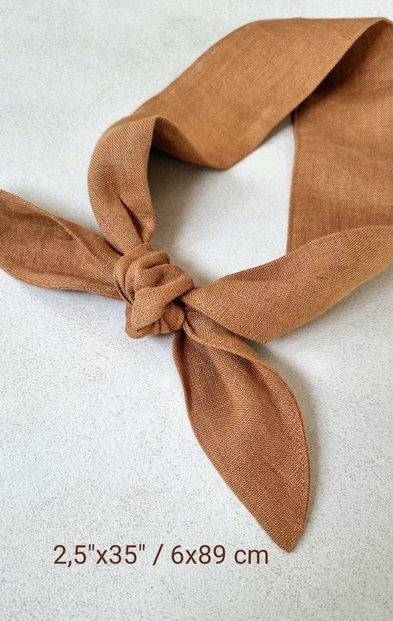 Linen tie, neck scarf, linen neckband, linen headband, linen skinny scarf, hair scarf, skinny neck ribbon, linen wrist scarf, linen yoga tie image 9