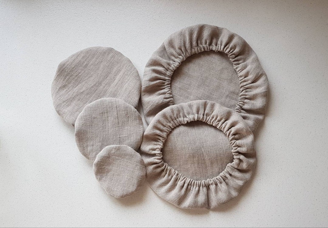 Linen Dish Covers, Bowl Covers, Raw Linen Bowl Covers, Reusable