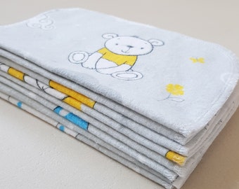 Soft cloth baby wipes, 2ply cotton flannel washcloths, baby burp cloths, washable paper towels, paperless cloth wipes, sustainable baby care