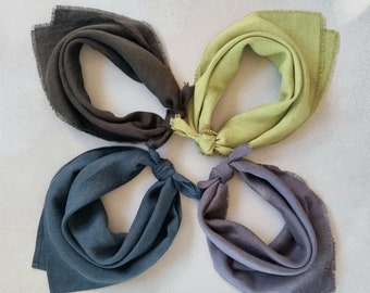 Bandana en lin, écharpe en lin carré, bandana homme femme, foulard en lin gris, bandana en lin vert, foulard en lin carré, bandana occidental