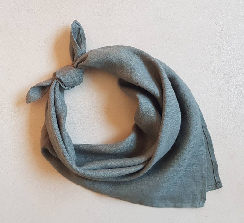 Linen Bandana Men Women Bandana Dark Green Linen Etsy