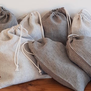 Linen bag, reusable linen produce bag, linen storage bag, linen bread bag, linen drawstring bag, organic linen bag, zero waste linen bag