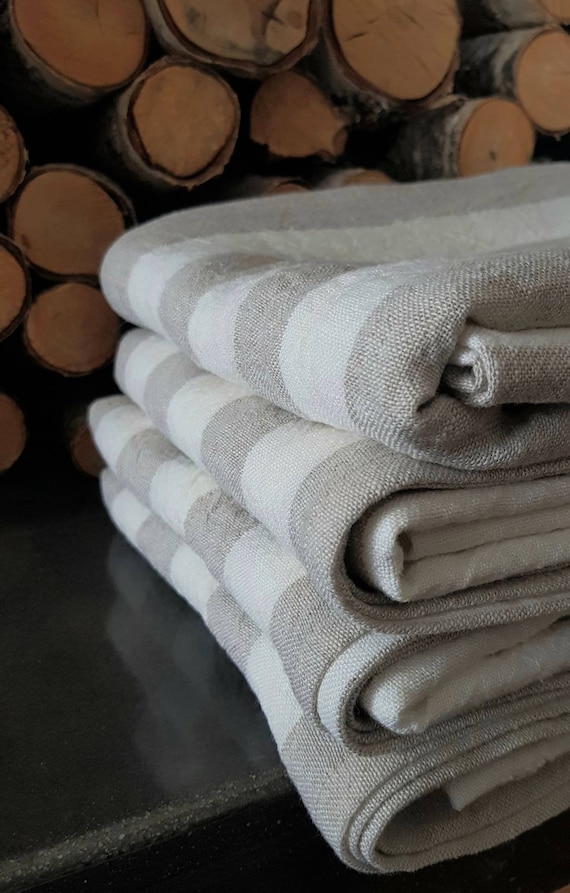 Linen Bath Towel, Heavy Linen Sauna Towel, Huckaback Linen Bath