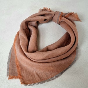 Brown linen bandana, linen kerchief, western bandana, men neckerchief, women kerchief, linen square scarf, bandana, cowboy bandana, neckband