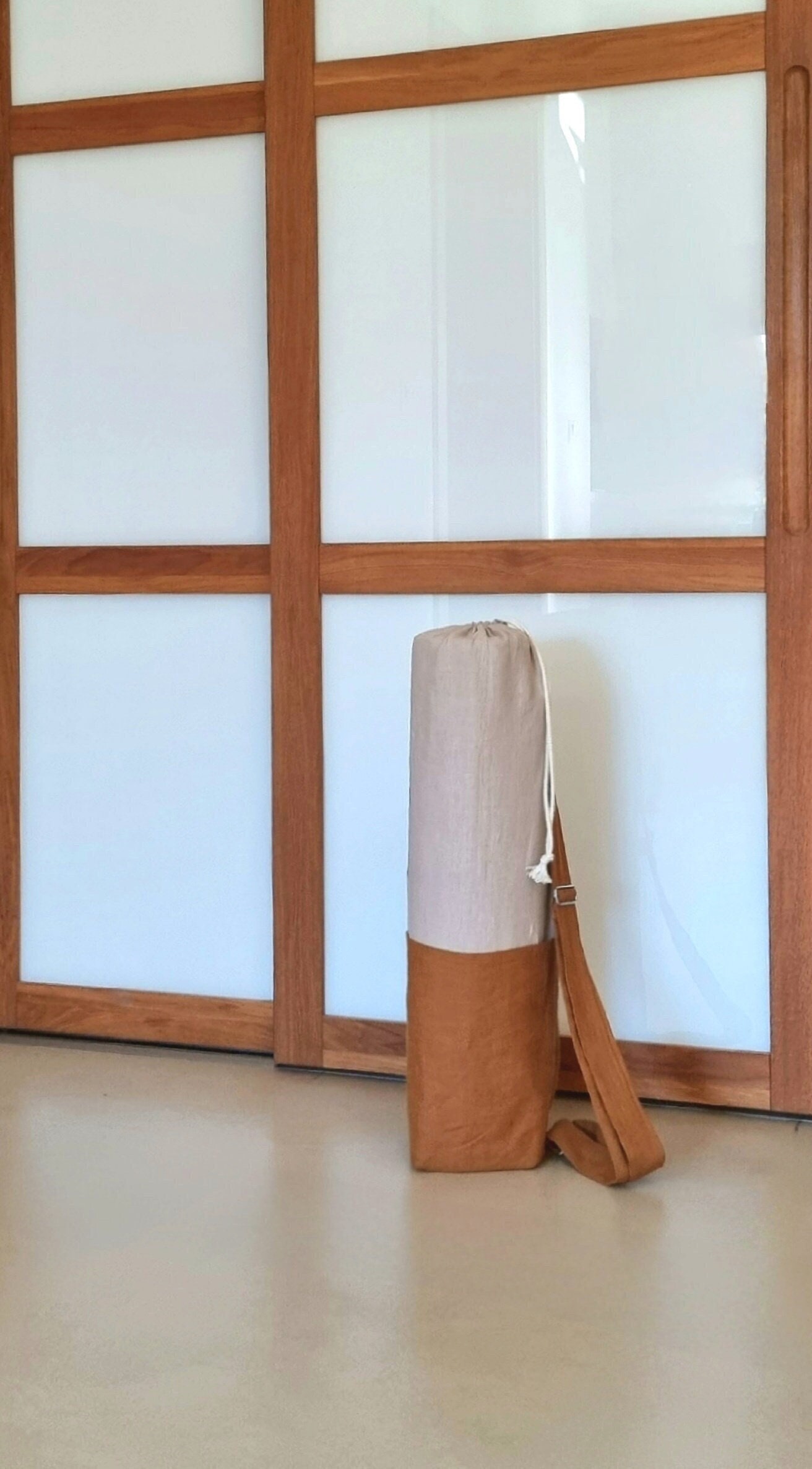 Linen yoga bag, yoga mat bag, double bottom yoga bag, yoga bag with pockets, fitness mat sports bag, linen bag for yoga mat, pilates mat bag