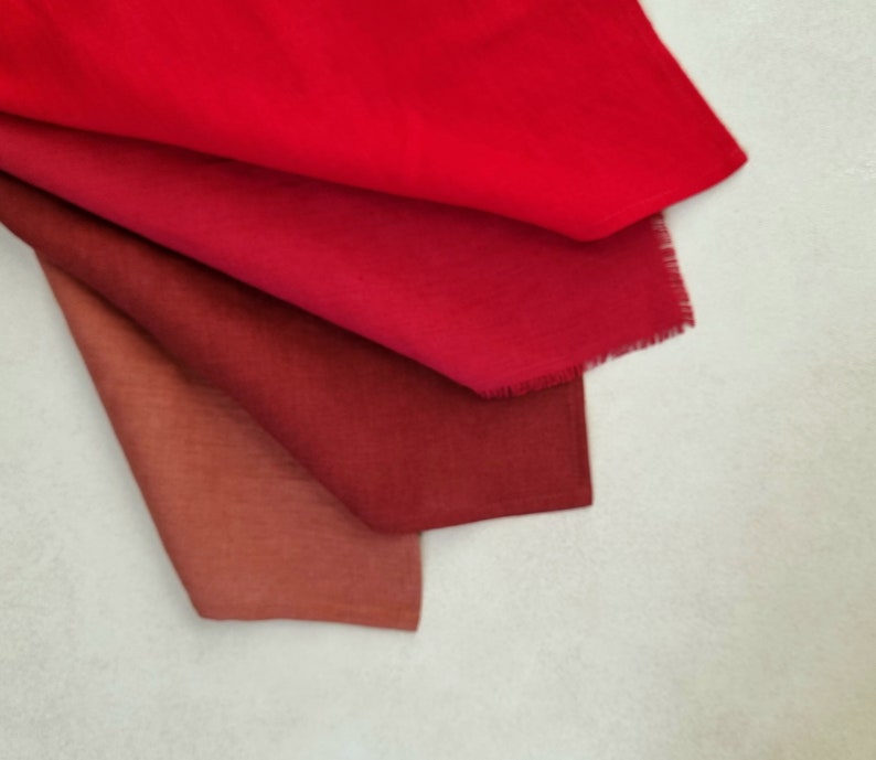 Red linen bandana, square linen scarf, bandana men, women bandana, red linen neckerchief, square linen kerchief, western bandana, wild rag image 5