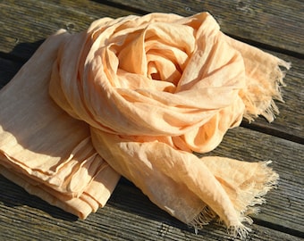 Linen scarf women, summer scarf woman, oversized scarf, orange scarf spring, lightweight linen scarf, soft linen scarf, linen gauze shawl