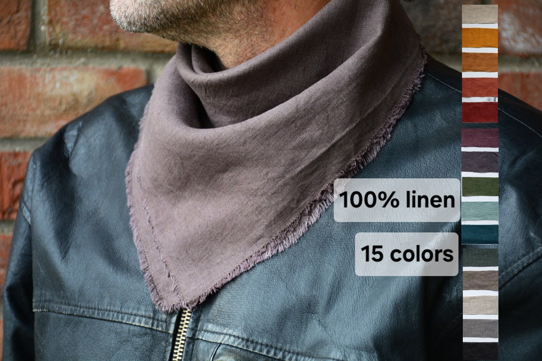 Linen Bandana Men, Linen Neckerchief, Women Linen Bandana, Square