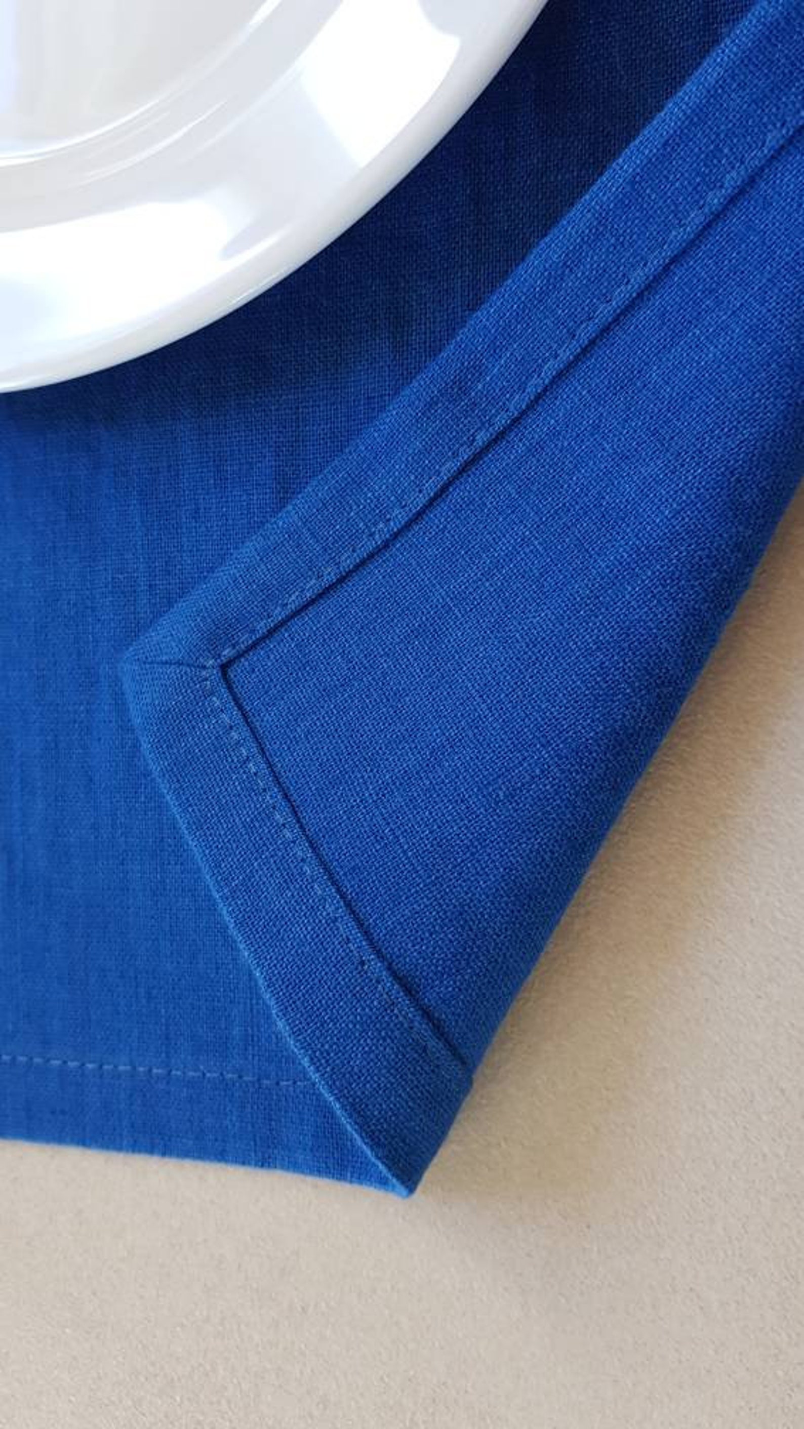 Set of royal blue linen placemats 2 natural linen placemats Etsy