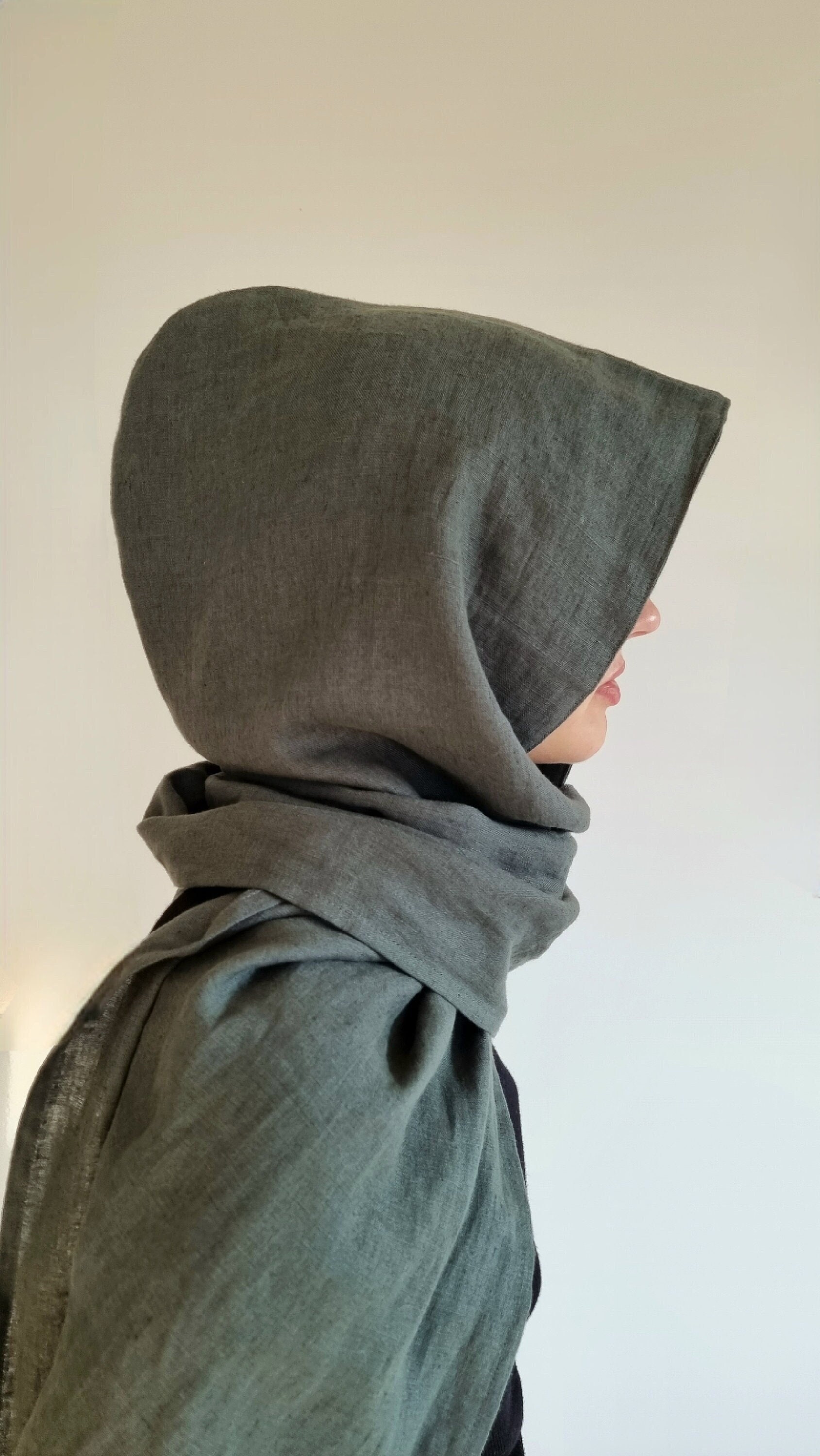 Hooded linen scarf, long scarf with hood, cowl scarf, hooded linen shawl, hooded scarf, unisex linen hood, linen shawl with hood, linen cowl