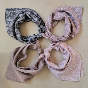 Linen bandana, square linen scarf, linen summer kerchief, pink woman bandana, floral linen neckerchief, linen kerchief, western dog bandana