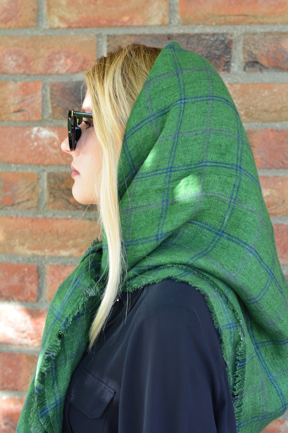 Pañuelo pañuelo triángulo de lino verde moda - Etsy