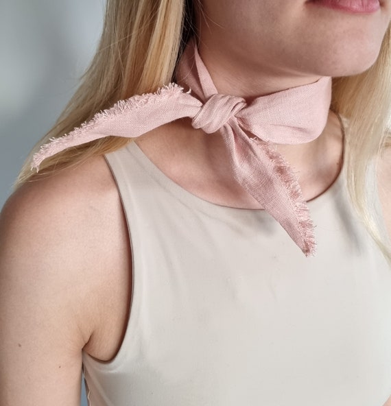 Linen Neck Scarf Linen Neckerchief Skinny Neck Scarf Linen