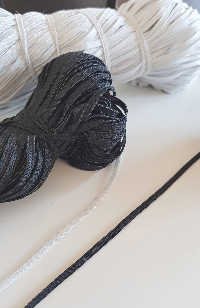 Elastic Cord 4mm Flat Elastic Cord by the Yard DIY Elastic Etsy