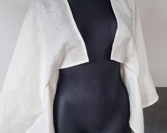 Linen shrug, bridal cover up, long sleeve shrug, linen bolero sleeves, wedding shrug, summer shrug, shoulder cover up, evening bolero top