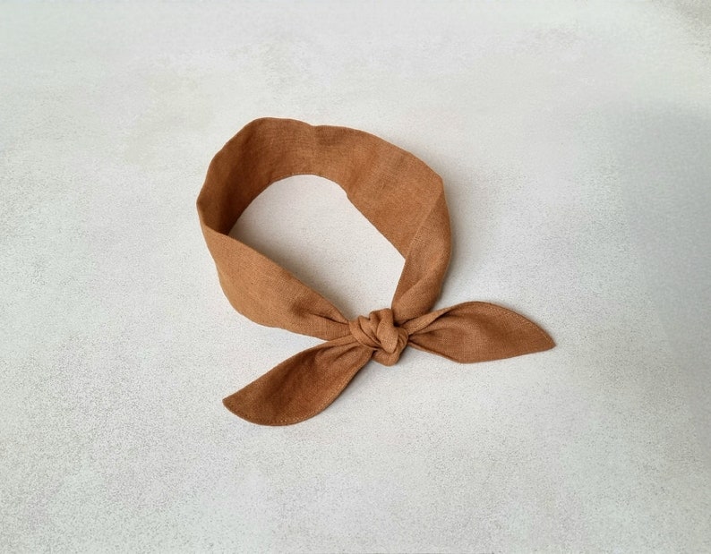 Linen tie, neck scarf, linen neckband, linen headband, linen skinny scarf, hair scarf, skinny neck ribbon, linen wrist scarf, linen yoga tie image 3