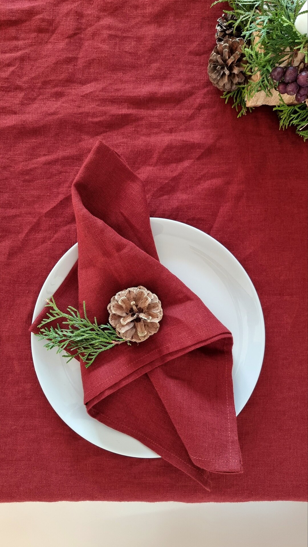 RED Linen Napkins for Christmas Table Set of Cloth Napkins Etsy
