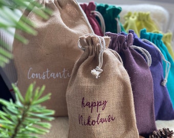 Geschenkesäckchen personalisiert, Beutel mit Name, Geschenk, Jutesack, Jutebeutel, Geschenkebeutel nachhaltig