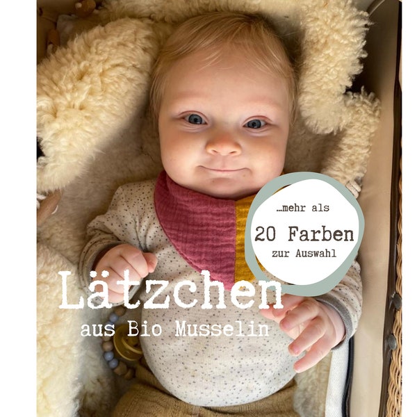 Bio Lätzchen, Spucktuch, Halstuch, Dreieckstuch, Sabberlätzchen, Mullwindel, saugfähig, Musselin Baby und Kleinkinder, Geschenk Geburt