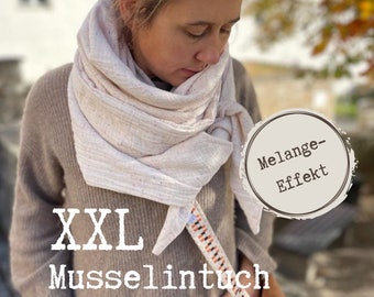 Bio Musselintuch XXL, Musselinschal Damen, Halstuch, leicht, 100 % plastikfrei, made in Germany