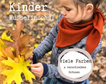 Bio Musselintuch Dreieckstuch Kinder,  Musselinschal, Loop für Kinder aus Bio-Musselin zum Wickeln oder Knoten