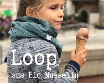 Bio Loop Kinder, Musselinloop, leichter Schal, Kinderschal aus Bio-Musselin, viele verschiedene Farben