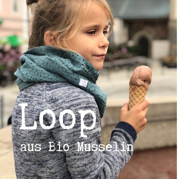 Bio Loop Kinder, Musselinloop, leichter Schal, Kinderschal aus Bio-Musselin, viele verschiedene Farben