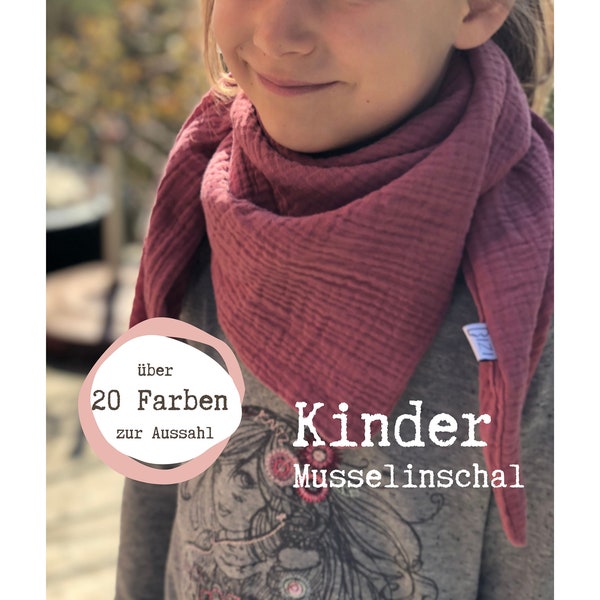 Bio Musselinschal Dreieckstuch Kinder, Kinderschal, Musselintuch, Loop für Kinder aus Bio-Musselin zum Wickeln oder Knoten, personalisierbar