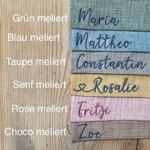 Bio Lätzchen Baby personalisiert, Dreieckstuch mit Namen, Spucktuch, Geschenk, Halstuch aus Bio Musselin für Baby und Kleinkinder Bild 10