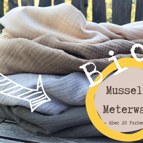 Musselin Bio, Double Gauze, Musselinstoff, Mullwindel ***ab 0,5 m bestellbar*** uni