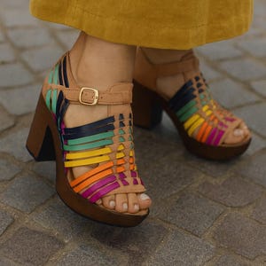 Sandalia Huarache ~ Todas las Tallas Boho- Hippie Vintage ~ Estilo Mexicano ~ Cuero Colorido ~ Huaraches Mexicanos