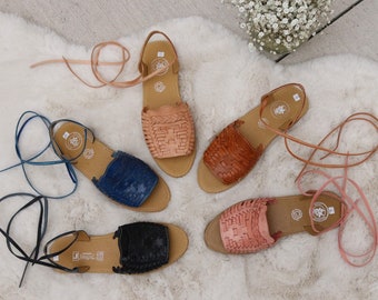 Huarache Sandal ~ All Sizes Boho- Hippie Vintage ~ Mexican Style ~ Colorful Leather ~ Mexican Huaraches ~ Lace up Mexican Sandal