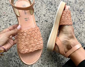 Handmade Leather Huarache Sandal – Boho Mexican Style, Ankle Strap