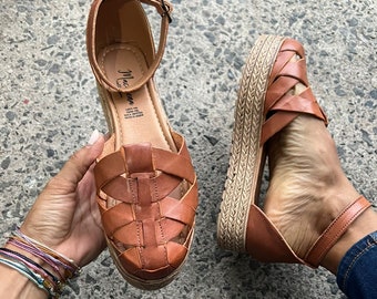 Sandales Huarache ~ Toutes les tailles vintage bohème-hippie ~ Style mexicain ~ Cuir coloré ~ Huaraches mexicaines ~ Sandale à bride cheville